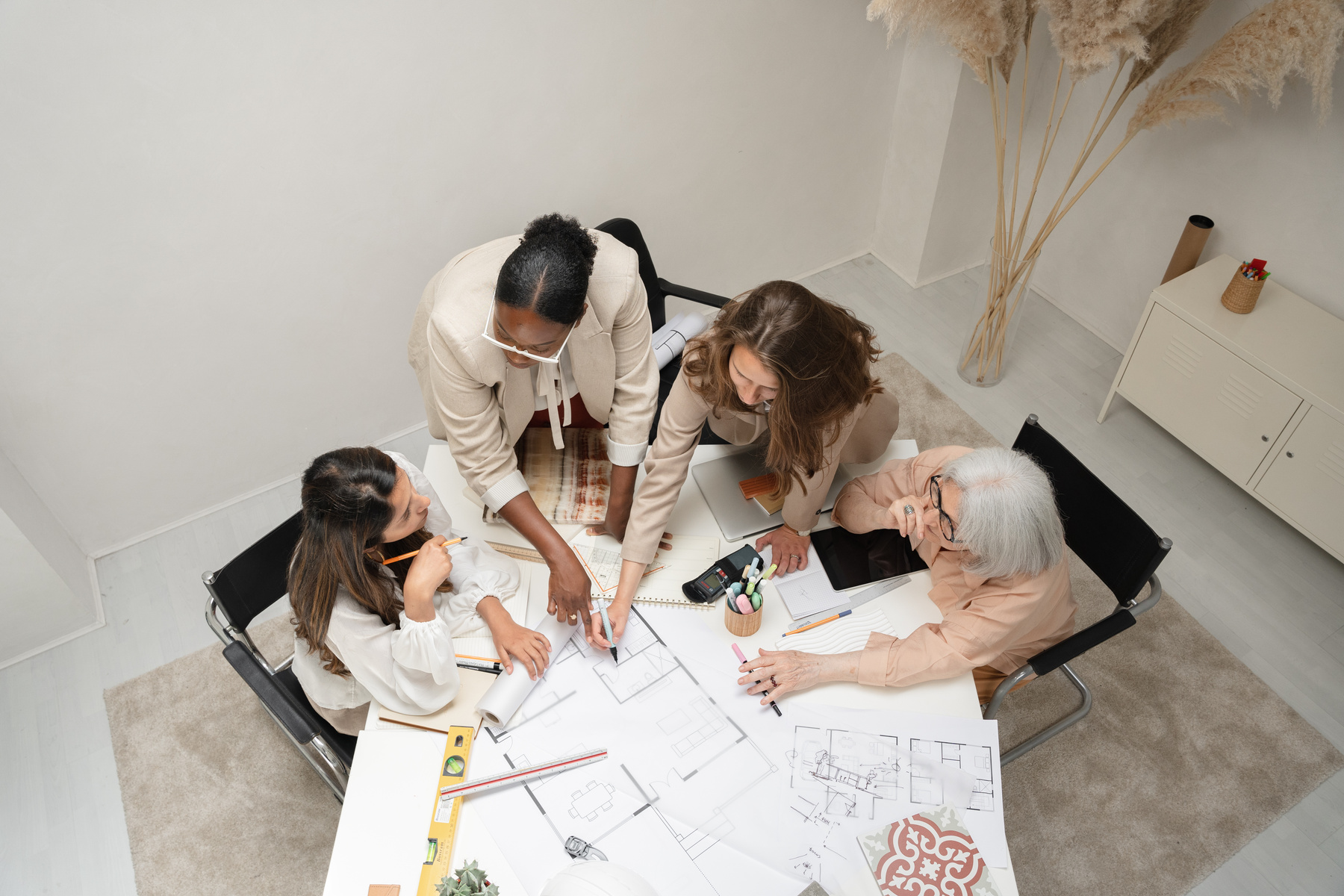 Group of Women Collaborating on an Architectural Project